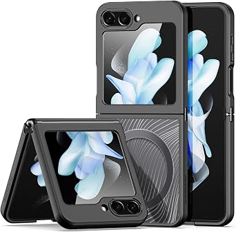 for Galaxy Z Flip 5 Case 2023,[Built-in Screen Protector] Compatible with MagSafe Shockproof Protection Translucent Matte Magnetic Phone Case for Samsung Galaxy Z Flip 5 5G Matte Black
