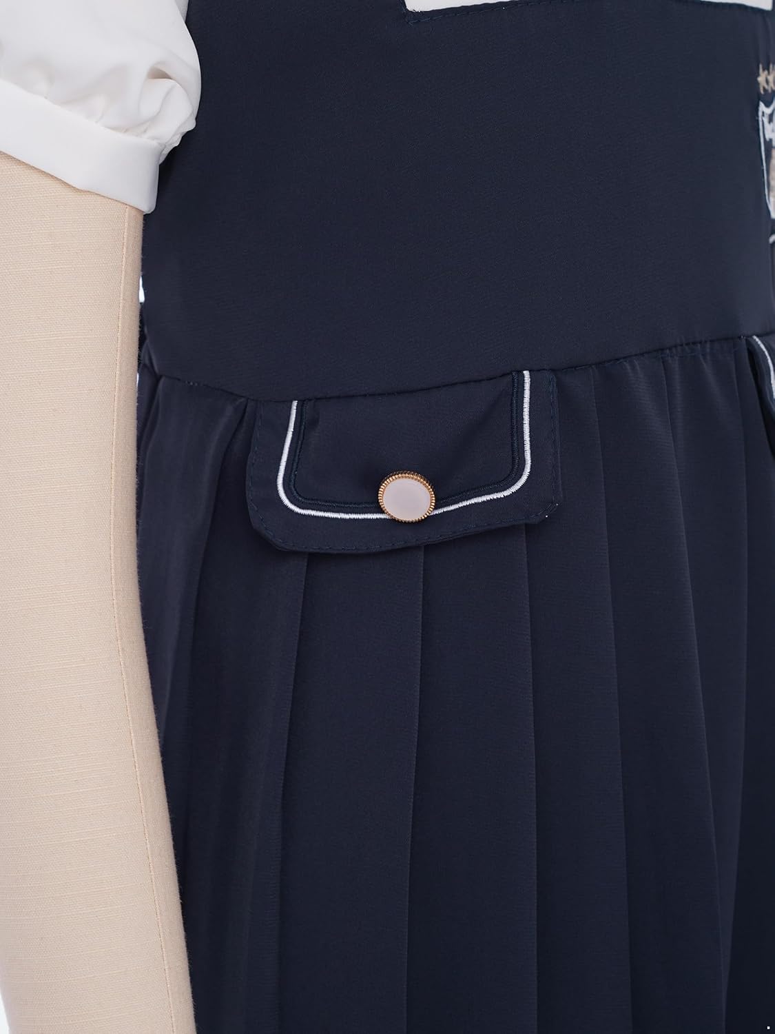 JEYPINMI Kids Girls School Uniform for Choir Performance Cute Collar Theme Party Outfit Short Sleeves Pleated Dress