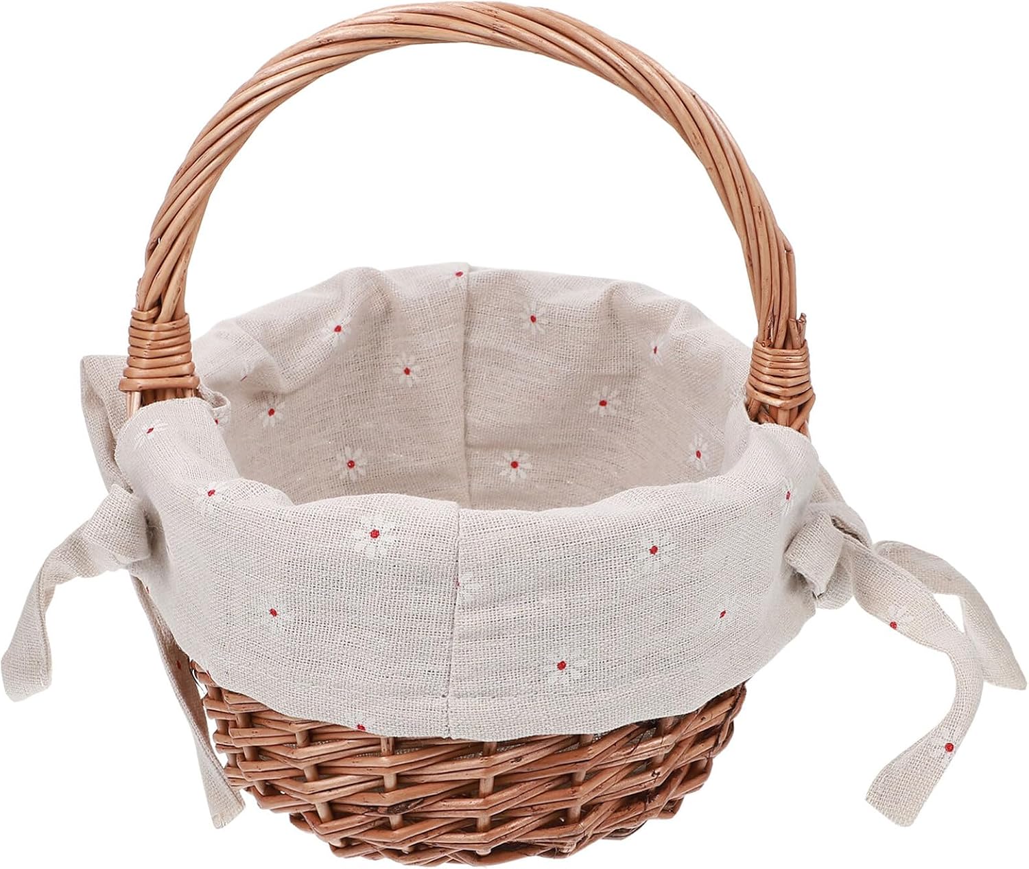 Handmade Weaving Wedding Flower Basket Wicker Linen Portable Khaki