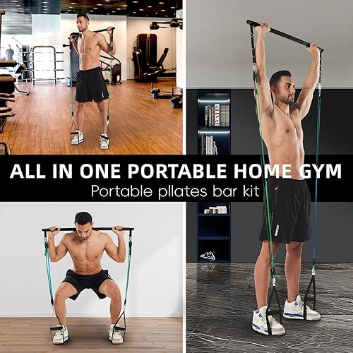 Miniatura 2 de Pilates Bar Kit for Men and Women with Resistance Bands, Portable Home Gym Pilates Resistance Bar Kit, 3 Section Pilates Bar Workout Equipment with