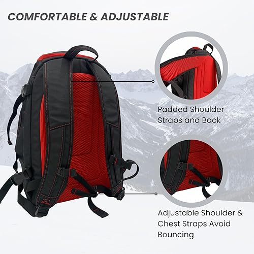 Miniatura 3 de Savvycraft Bolsa para botas de esquí, bolsa para botas de snowboard, mochila de esquí de 50 litros para botas de esquí y snowboard, cascos, guantes