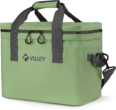 VILLEY Cooler Box, Insulated Bag, Thermal Structure, 20L Large Capacity, Soft, Keeps Cold and Warm, Hand-carry and Shoulder Strap, Food Storage, for BBQ, Picnic, Outdoor, Camping, Fishing, Cherry