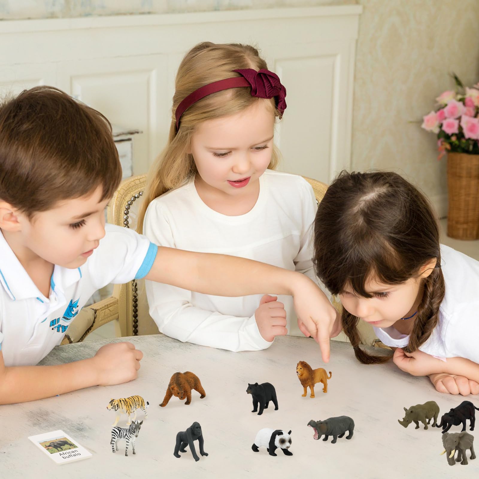 24 pezzi/set Abbinamento di animali Montessori, Gioco educativo di abbinamento di animali con selvatici simulati e carte inglesi, Gioco di per bambini piccoli Giocattoli di appre