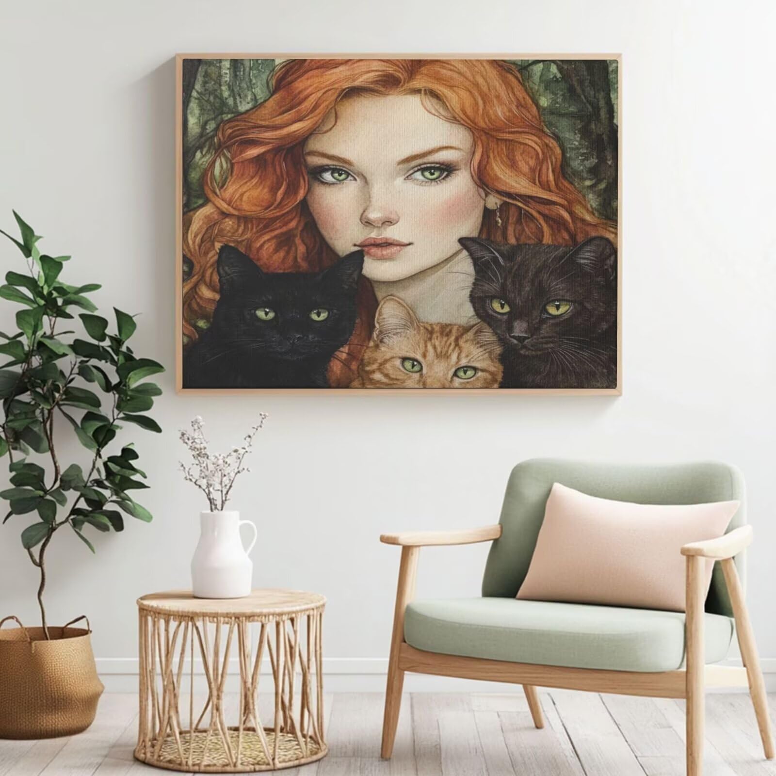 Malen nach Zahlen für Erwachsene, Motiv: Prinzessin, Katze, Malen nach Zahlen für Anfänger, Acryl Peinture a Numero mit 6 Pinseln, DIY-Ölgemälde Kunsthandwerk für Wanddekoration – (90 x 70 cm