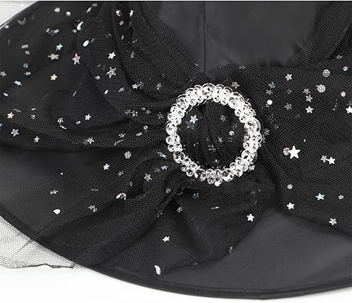 Miniatura 6 de Century Star Sombreros de bruja para mujer, sombreros de Halloween con velo para adultos, accesorios de disfraz de bruja para fiestas