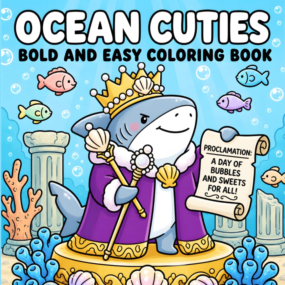Ocean Cuties: Coloring Book for Adults and Kids, Bold and Easy Designs for Relaxation Featuring Cute Sea Animals, Cozy Ocean Scenes, Underwater Adventures And More