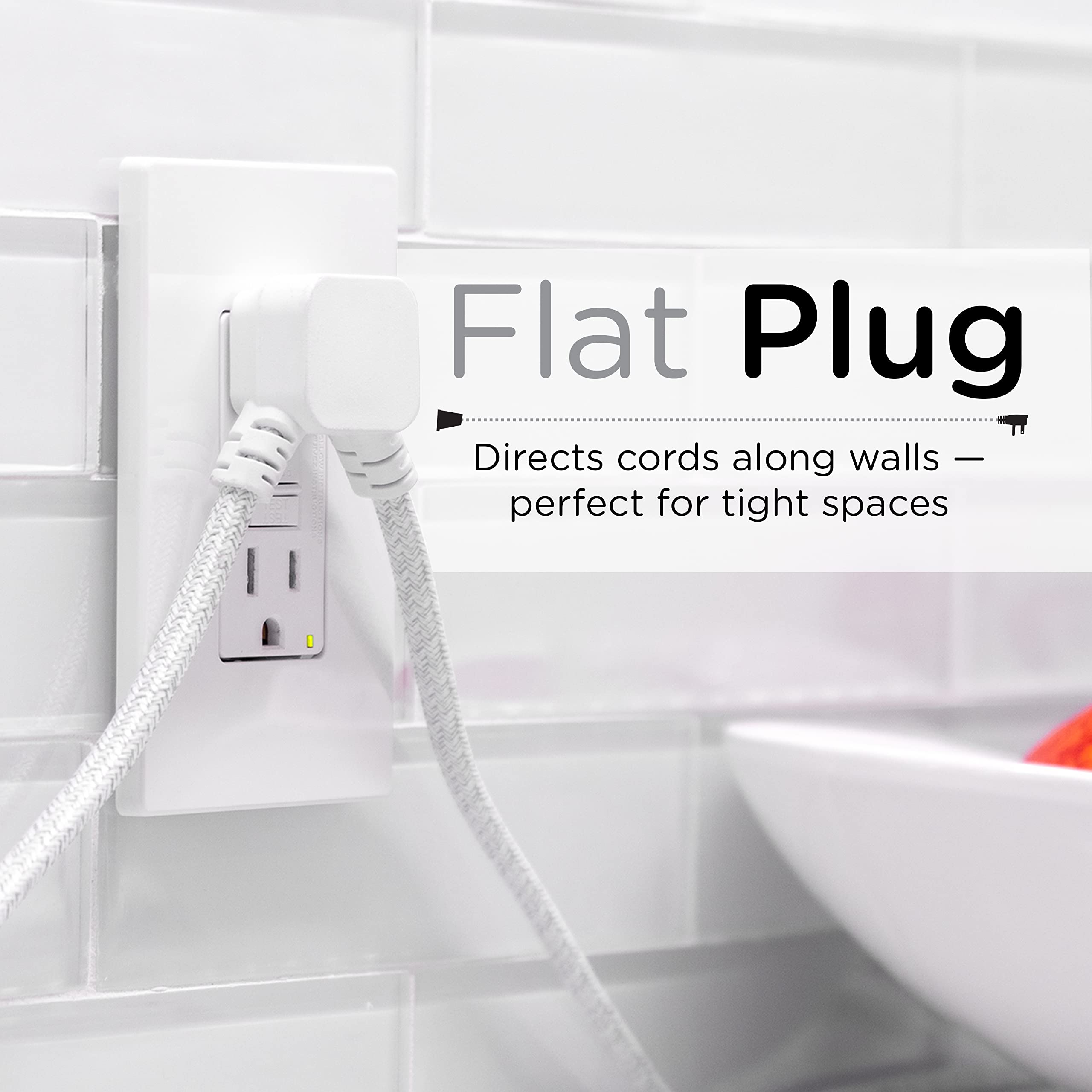 Amazon.com: Cordinate Extension Cord, 12 Ft, Twin 3-Outlet Flat