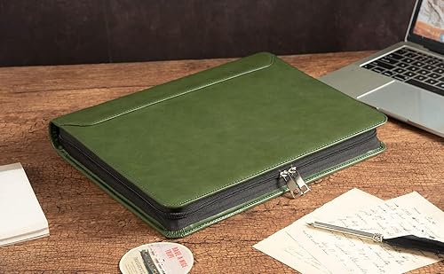 Miniatura 9 de Nombre grabado gratis, carpeta de 3 anillos, cartera de cuero vegano con portapapeles A4, 3 anillos organizador A4, planificador de currículum,