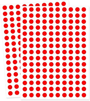 0.25 Inch Round Permanent Adhesive Color-Code Dot Stickers,Red,Pack of 1800
