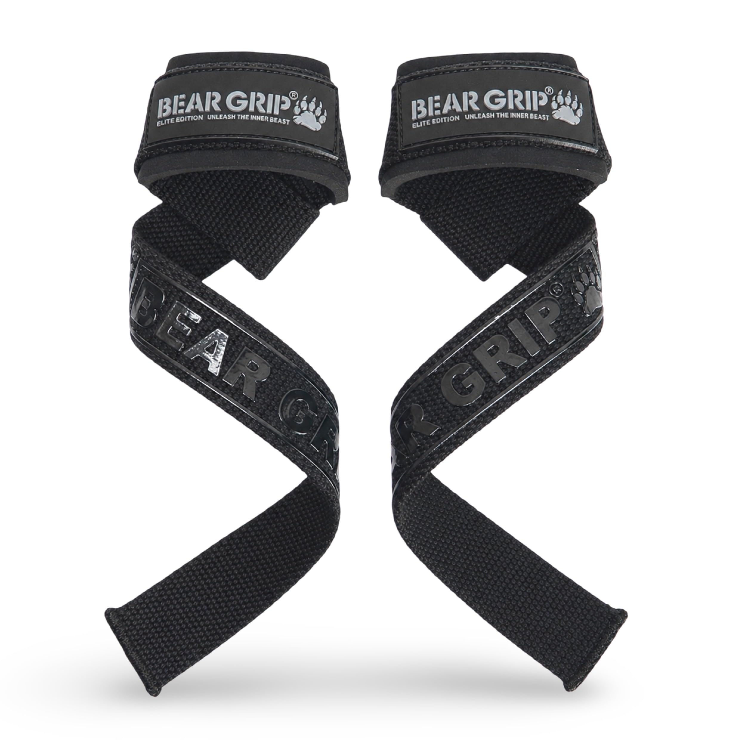 BEAR GRIP Straps - Premium Neoprene Padded Heavy Duty Double Stitched Weight Lifting Gym Straps, Gel Grip, 100% Cotton, Extra Long Length (Elite Blacked Out)-image-6