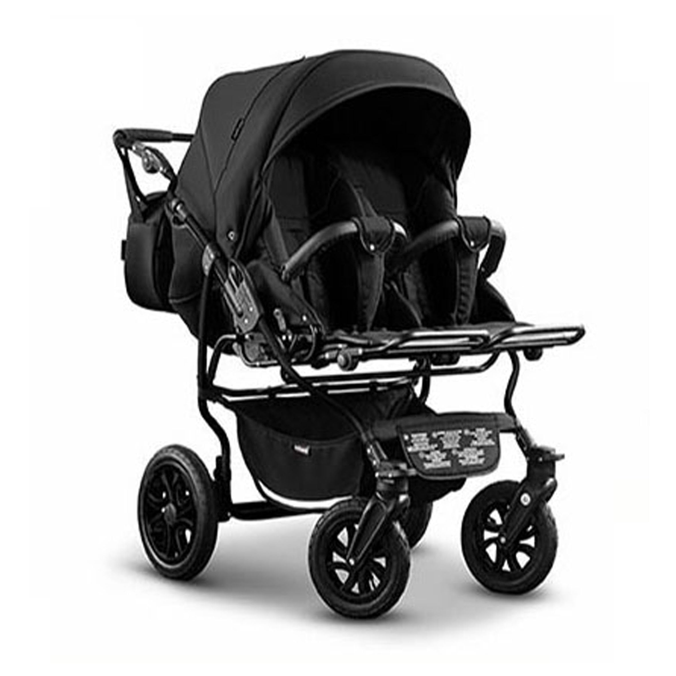 Zwillingskinderwagen 3 in 1 City Twin - 15 Teile - in Farbe Schwarz