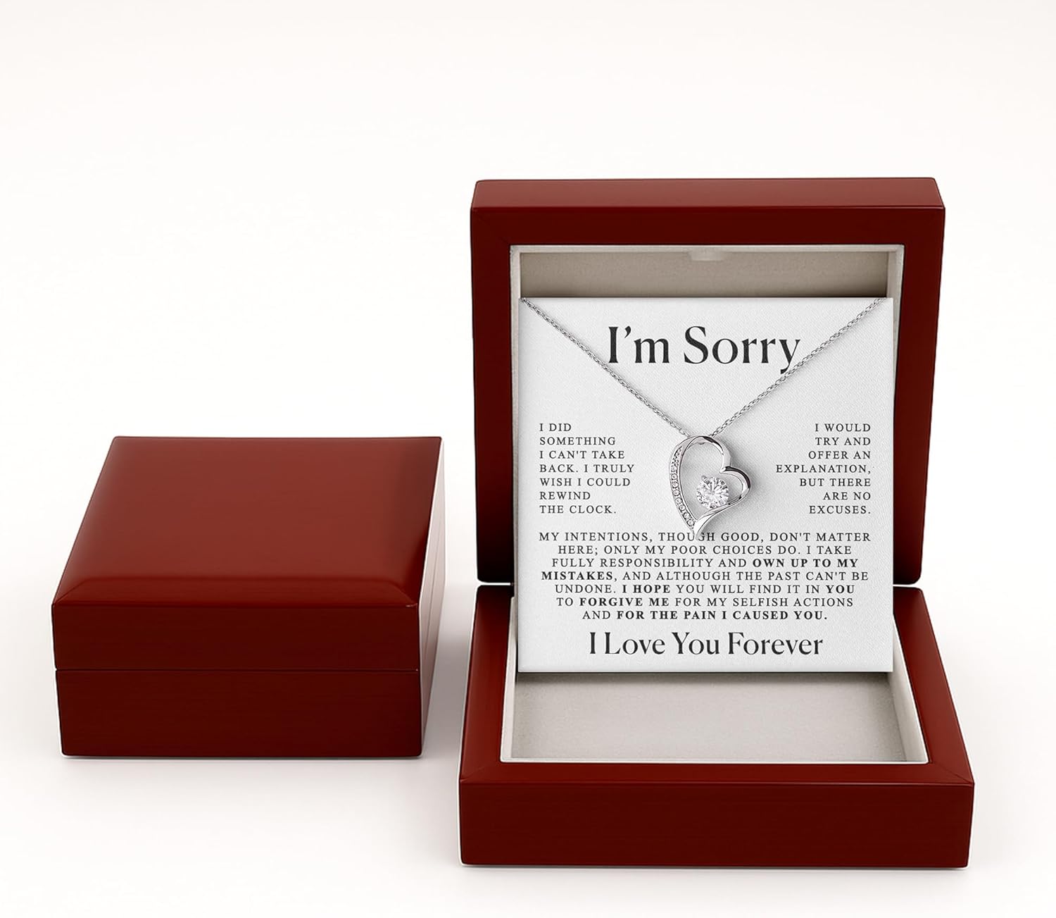 LUXUS™ 18K White Gold Heart Necklace with Cubic Zirconia – Valentine’s Day Apology Gift for Her, Romantic Love Necklace for Girlfriend or Wife - Image 3