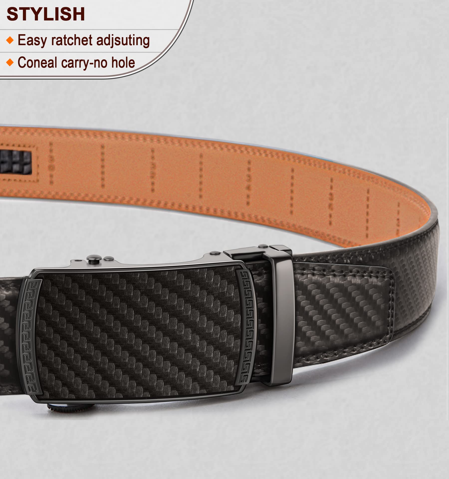 BULLIANT Cintura Uomo, Cintura Pelle Uomo Cricchetto Automatica Fibbia 35mm,Trim Regolabile per Adattars