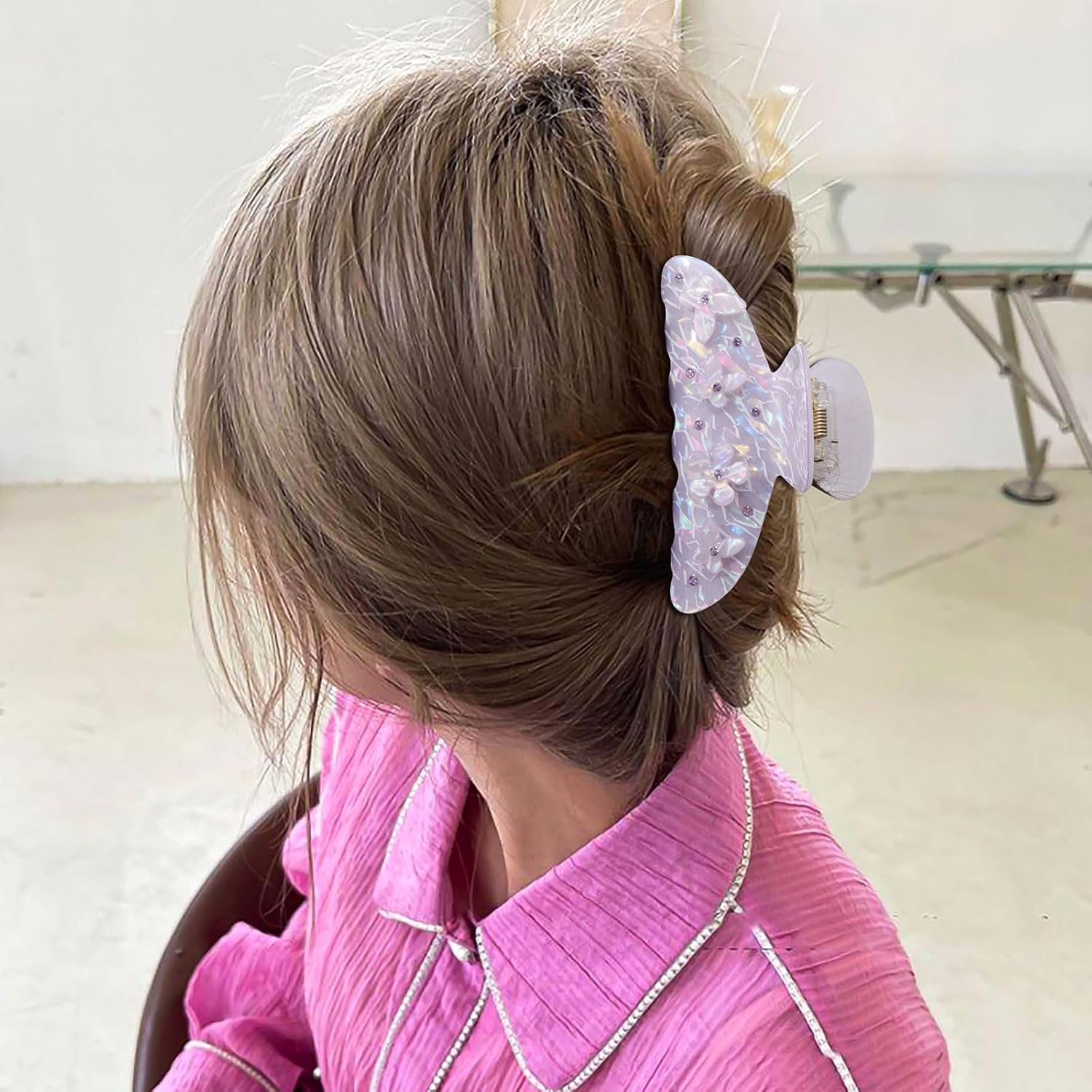 HAIMEIKANG 3 Pcs Acrylic Flower Hair Claw Clips for Women - Cute Non-slip Stylish Accessories Clips for Thick Thin Hair - Image 6