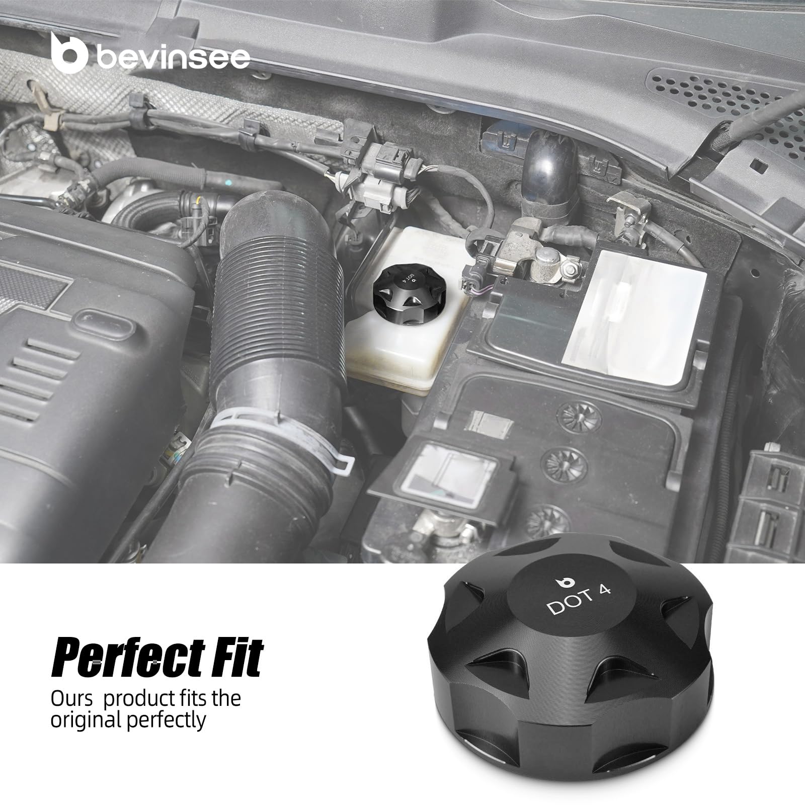 Bevinsee Bremsflüssigkeitsbeh?lterdeckel 5Q0611349B Compatible with Golf MK5 MK6 MK7 MK8 Polo Schwarz