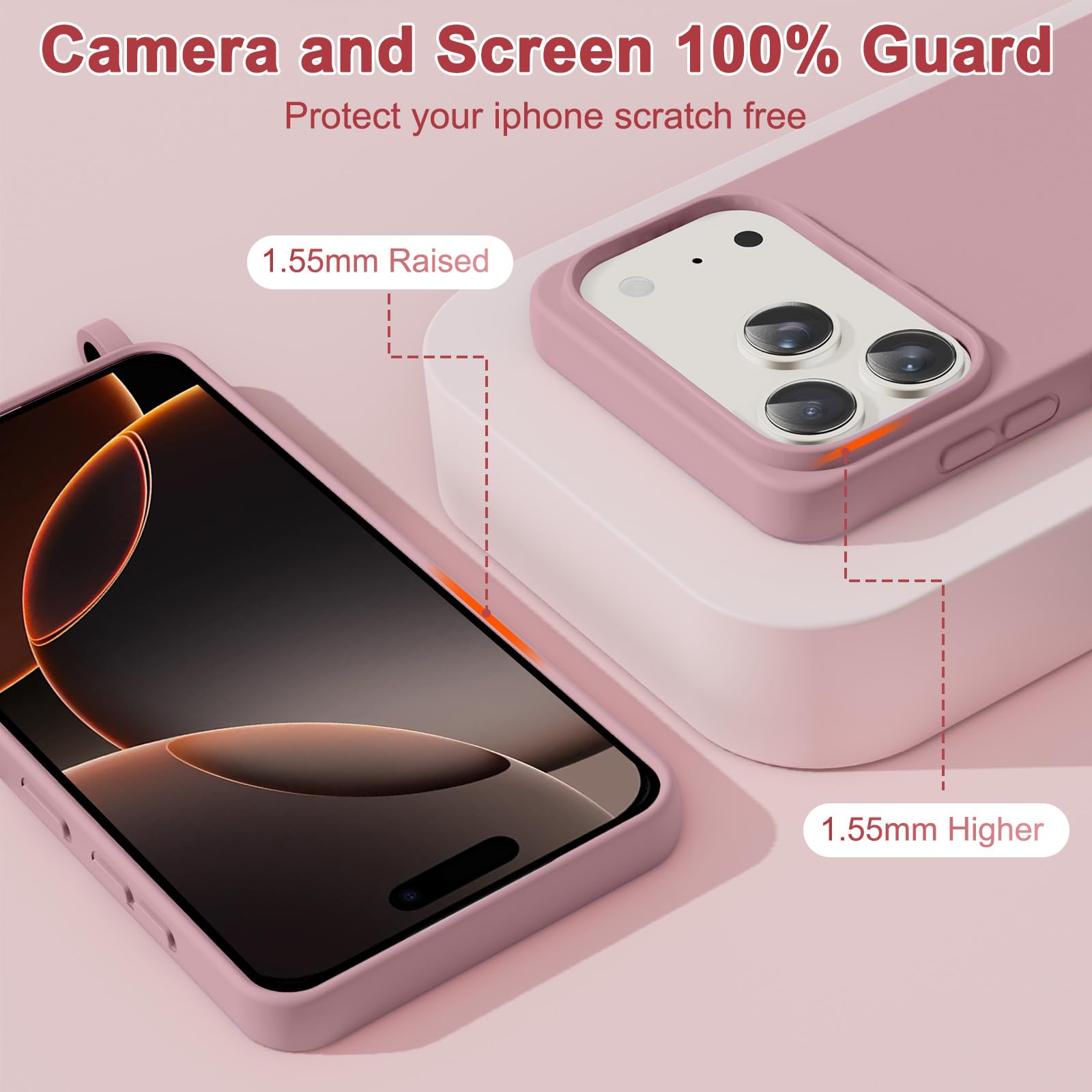 Housse IPhone 17 Pro Max Avec Cordon Réglable - étui Silicone Antichoc Avec Sangle Cou - Couleur Violet - 6