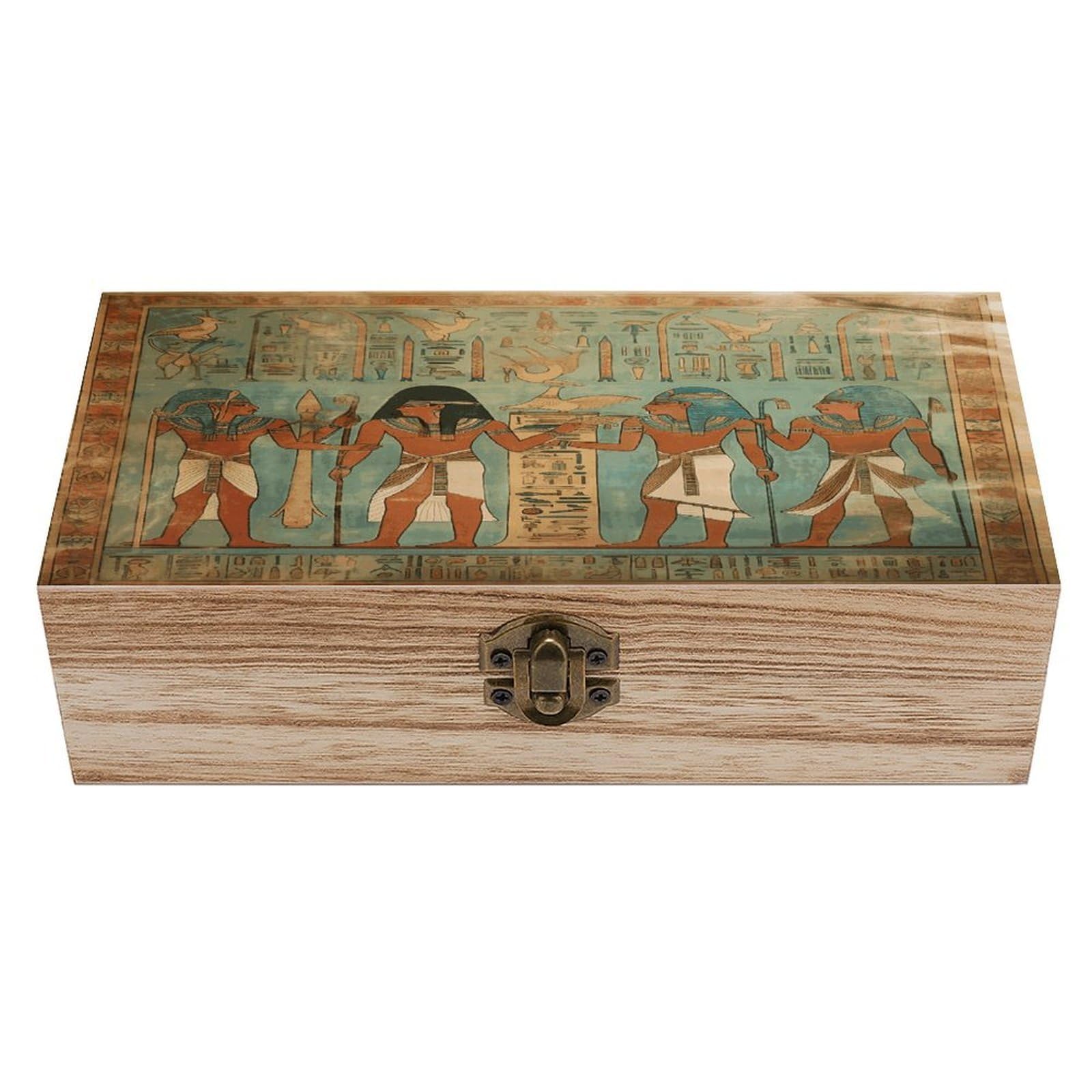 VstaDank Women in Ancient Egypt Wooden Storage Box Wooden Keepsake Box with A Hinged Lid Fashion Memory Treasure Boxes Decorative Jewelry Case for Crafts Photo Home Decor Wood Gift Box