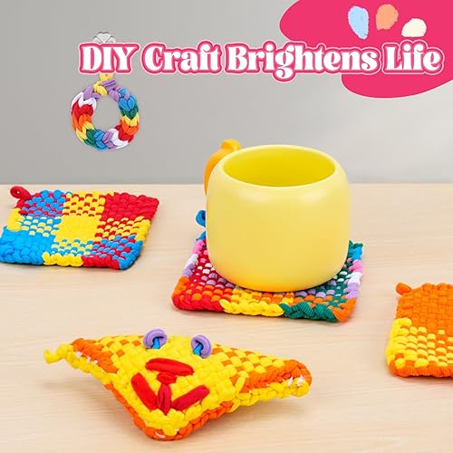 Miniatura 5 de PREBOX Kit de Telar de Tejer, Juguetes para Niños y Adultos, Aros para Agarraderas, Manualidades para Niñas de 6, 7, 8, 9, 10, 11, 12 Años, Telar