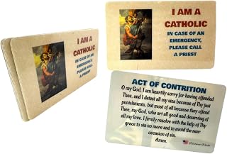 Westmon Works I Am Catholic Please Call A Priest Laminated Saint Christopher Travel Emergencies Wallet Card with Act of Contrition, Set of 5