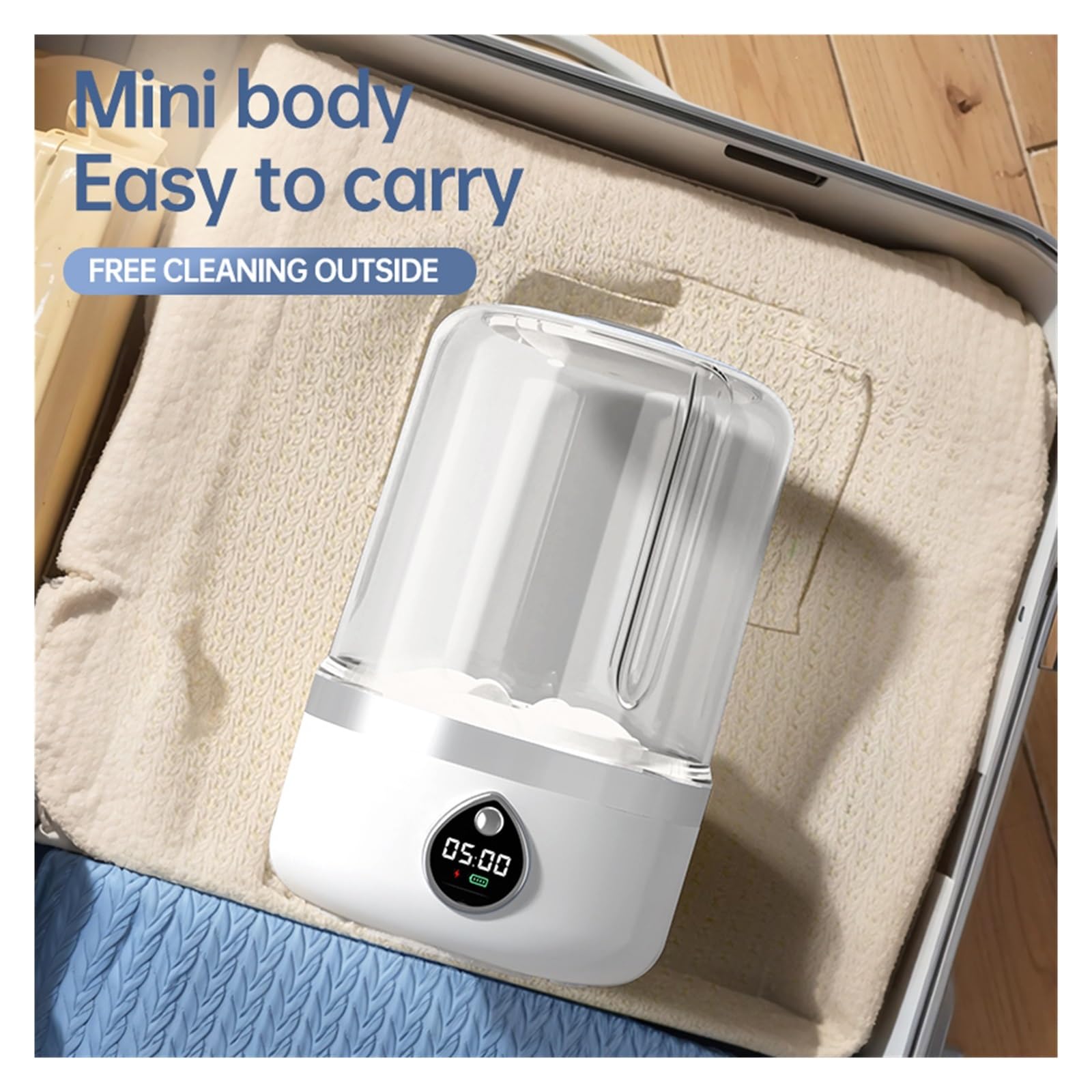 Mini calcetines inalámbricos portátiles del limpiador de la ropa interior lavadora 1.5L con el cubo lavadero