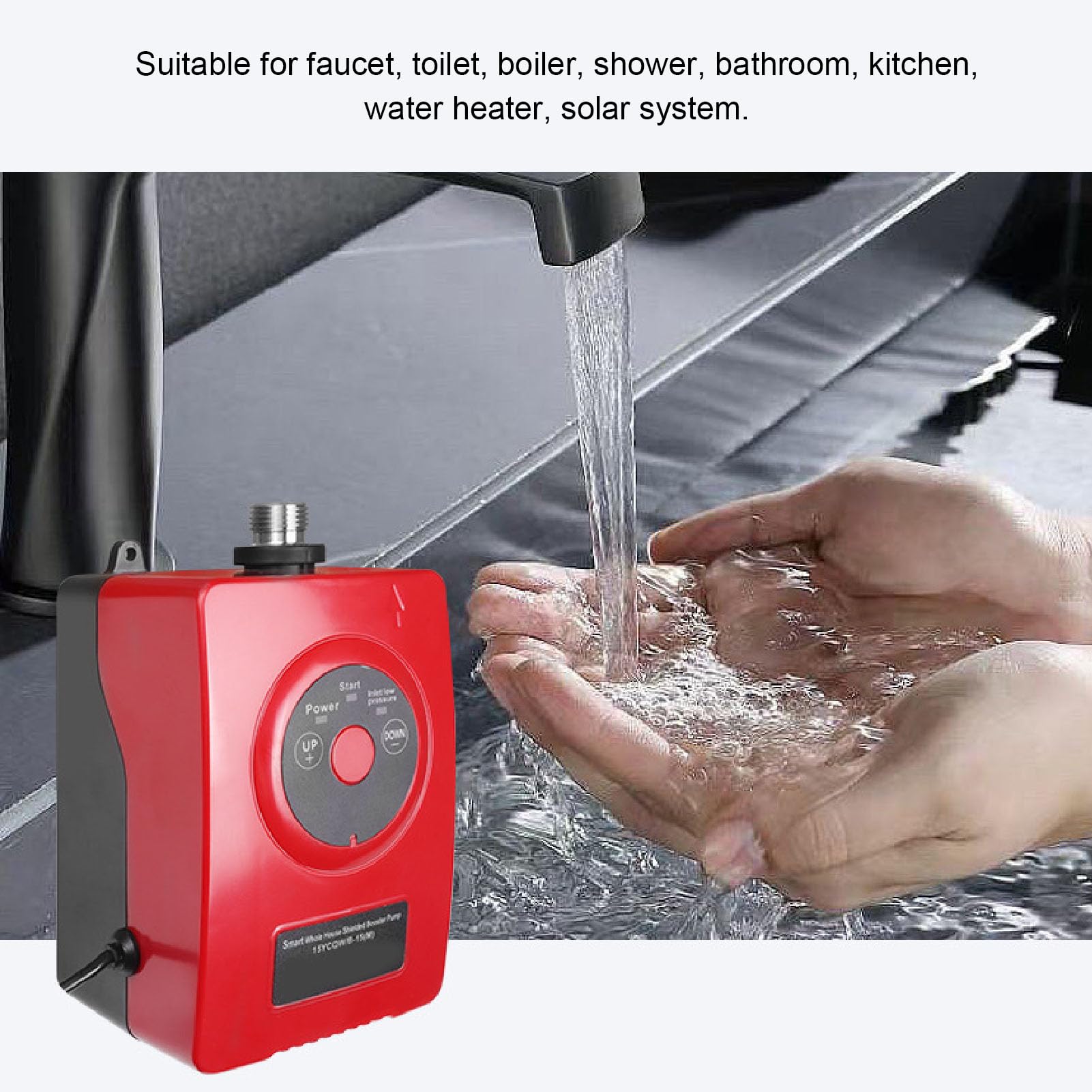 Pompa Booster per Scaldabagno 24 L/min 69 W, Pompa Booster Schermata Intelligente Pompa di Circolazione Ultra Silenziosa per L'orto