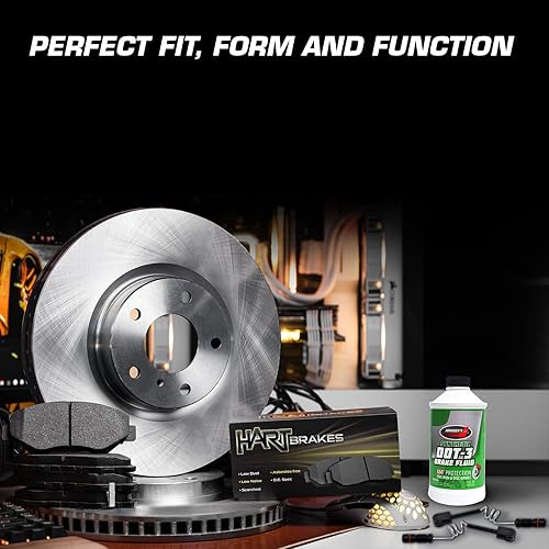 Miniatura 6 de Hart Brakes Kit de frenos y rotores delanteros  Pastillas de freno delantero Rotores y pastillas de freno  Pastillas de freno semimetálicas  Cable