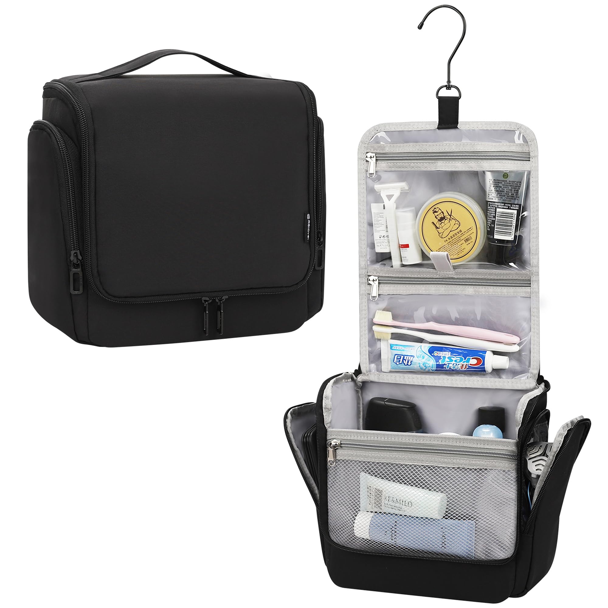 Relavel Hanging Toiletry Bag for Men and Women, Travel Toiletries Bag Water-resistant Large Makeup Cosmetic Organizer Storage, Shaving Dopp Kit Shower