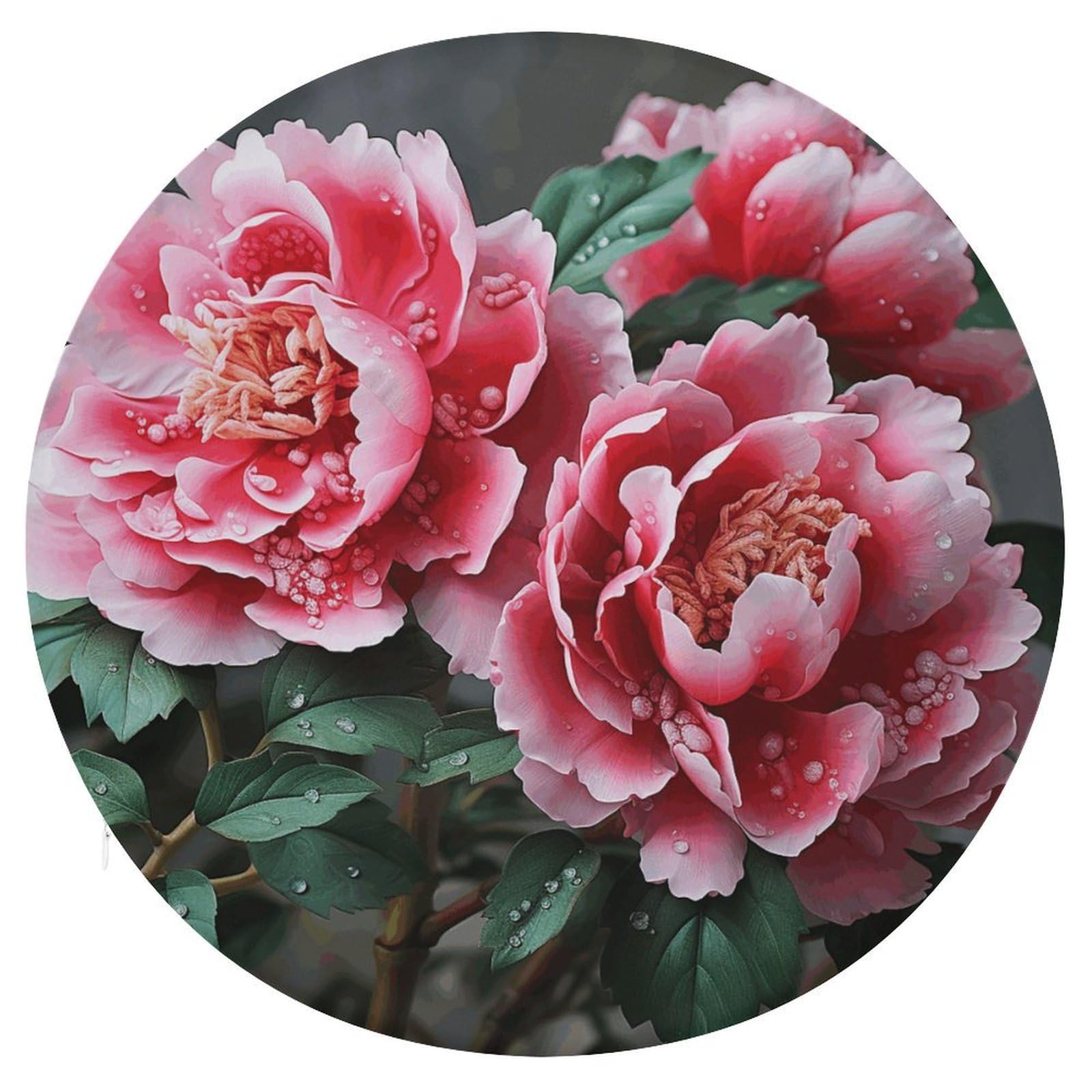 Wsoihfec Style Beautiful Peony Flower Seat Cushion Round Chair Pad
