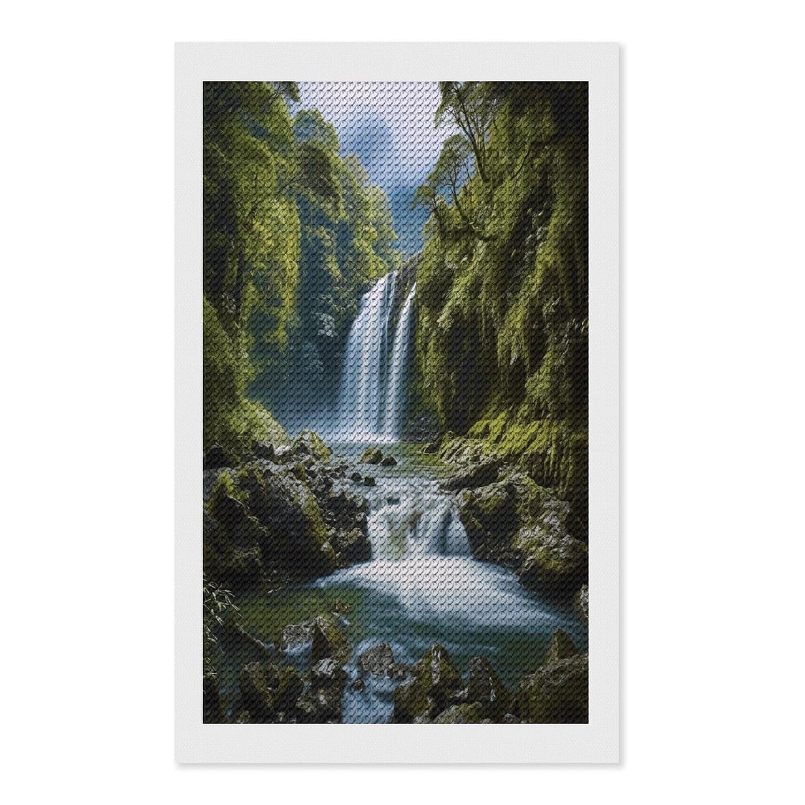 FekiLoot Waterfall Landscape Painting Paint by Numbers Kit for Adults Beginner DIY Diamond Dots Paintings Round Full Drill Diamond Art Kits Picture Diamond Art Painting Kits for Home Decor 12"x20"