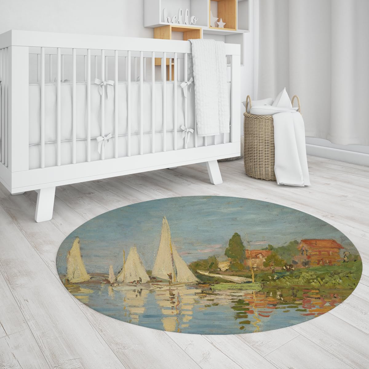 Riverside Segelboot-Landschaft Rundteppich 200cm Flächenteppich