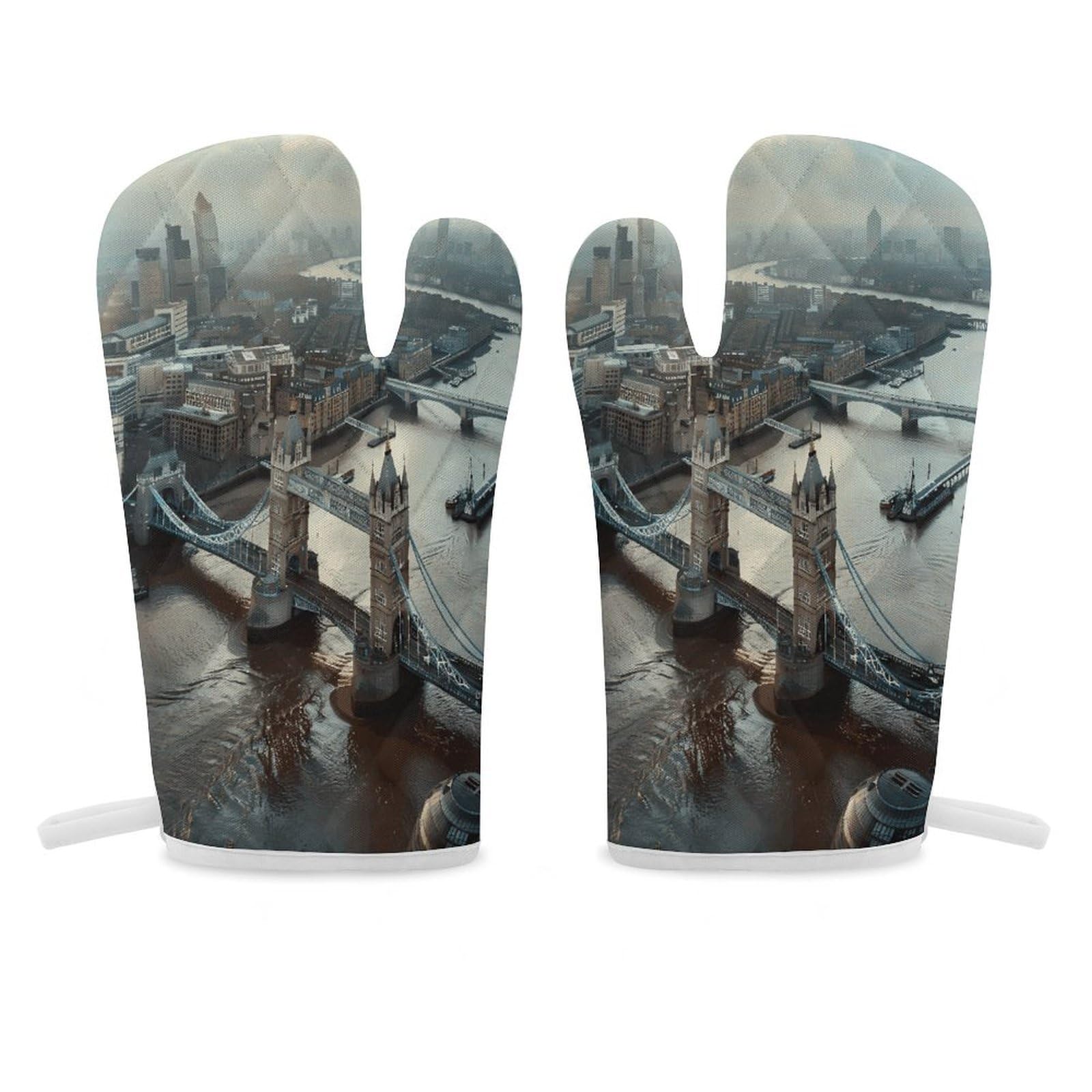 London Oven Mitt Heat Resistant Potholder Set,Durable Oven Gloves for Gifts,Glove Pot Holder for Cooking Baking Grilling BBQ