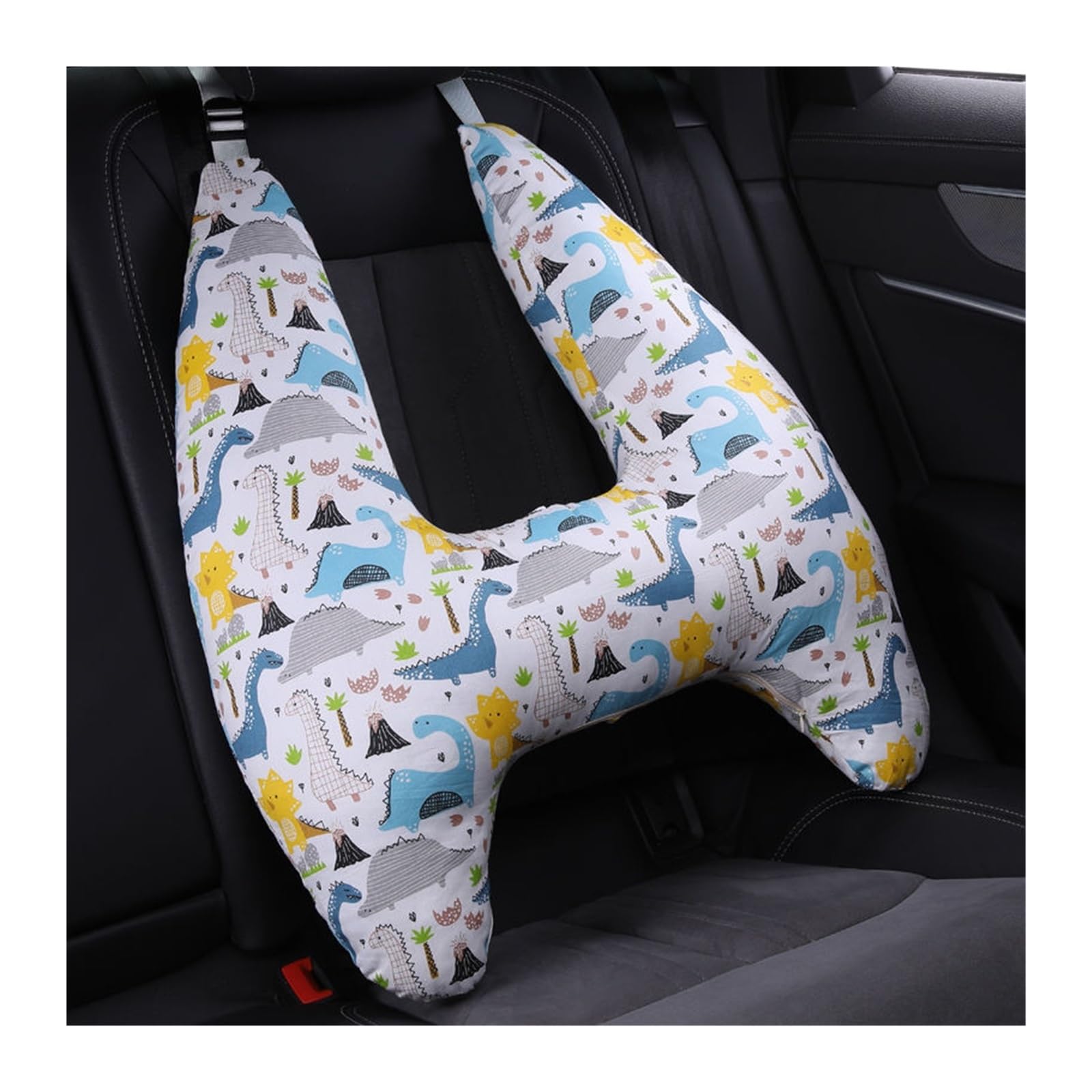 SSIMOO Soporte for la cabeza del cuello del niño con patrón animal lindo, cojín de almohada de viaje for niños en forma de U compatible con el asiento del automóvil, almohada de seguridad for el cuell