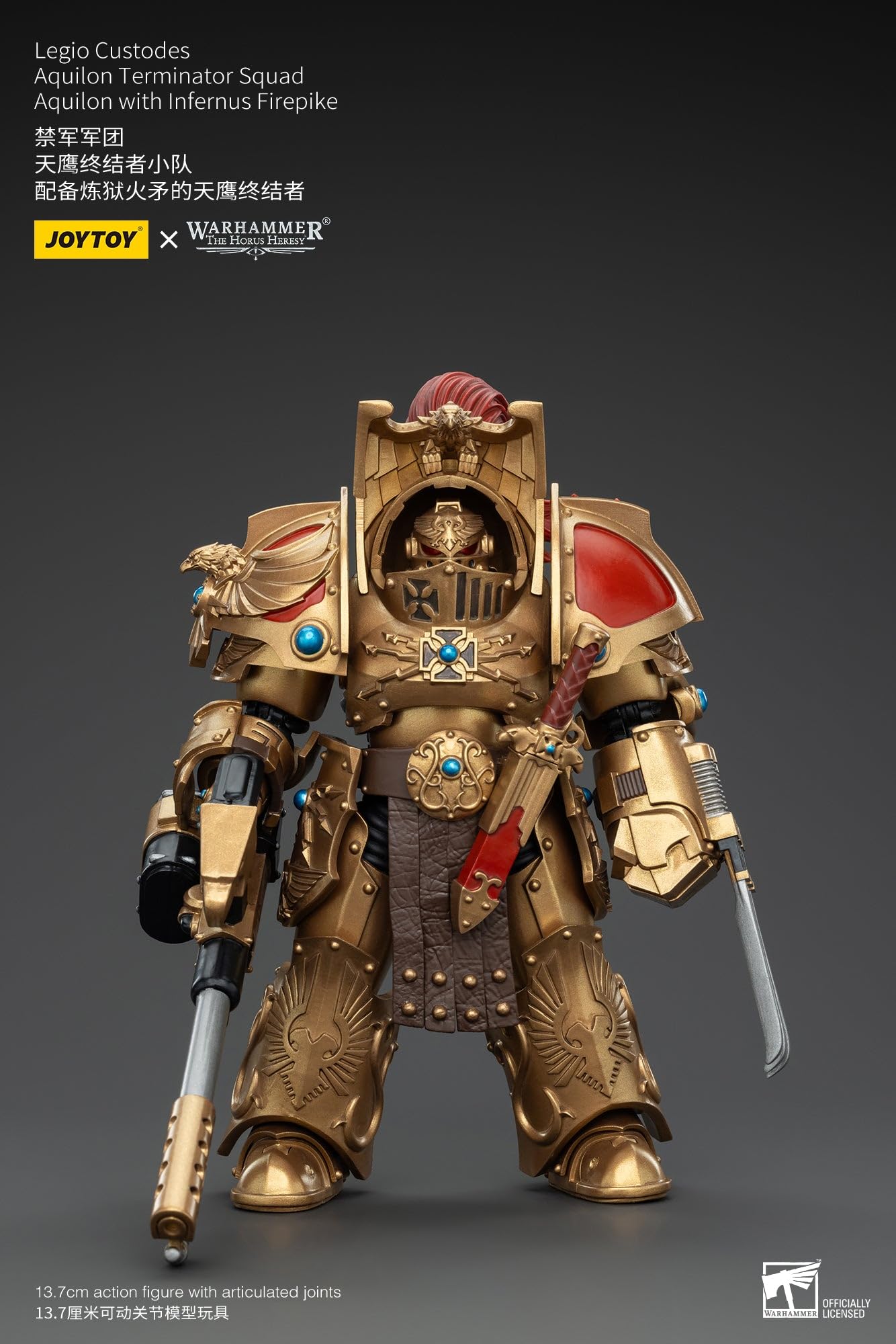 JoyToy Warhammer 40K Legio Custodes Aquilon Terminator Squad z Infernus Firespike figurka w skali 1:18
