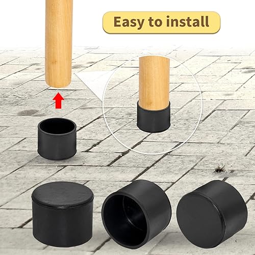 Miniatura 3 de Flyshop 4 tapas redondas de goma de 1.772 in para patas de silla, protectores de suelo, antideslizantes y reducción de ruido, calcetines duraderos