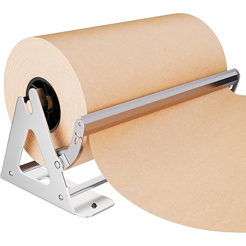 DIY Crew 18 Inch Paper Roll Dispenser and Cutter - Heavy-Duty Wall Mountable, Non Slip Tabletop - Kraft, Freezer, Butcher Paper - Up to 1000ft Rolls