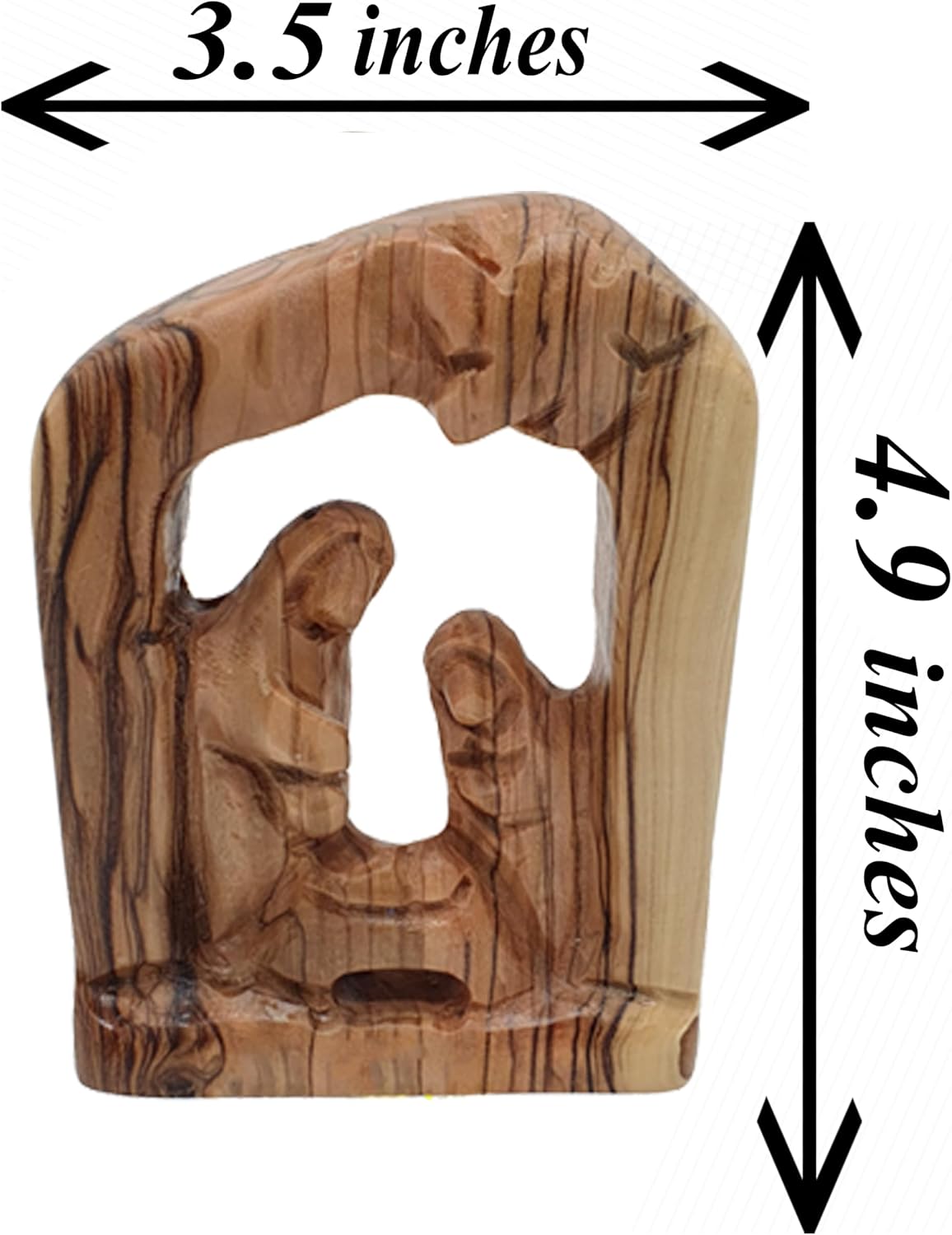 Zuluf Olive Wood Holy Family Nativity 4.9" - Hand Carved Joseph Mary Baby Jesus Figurine Religious Scene Gift HOF037