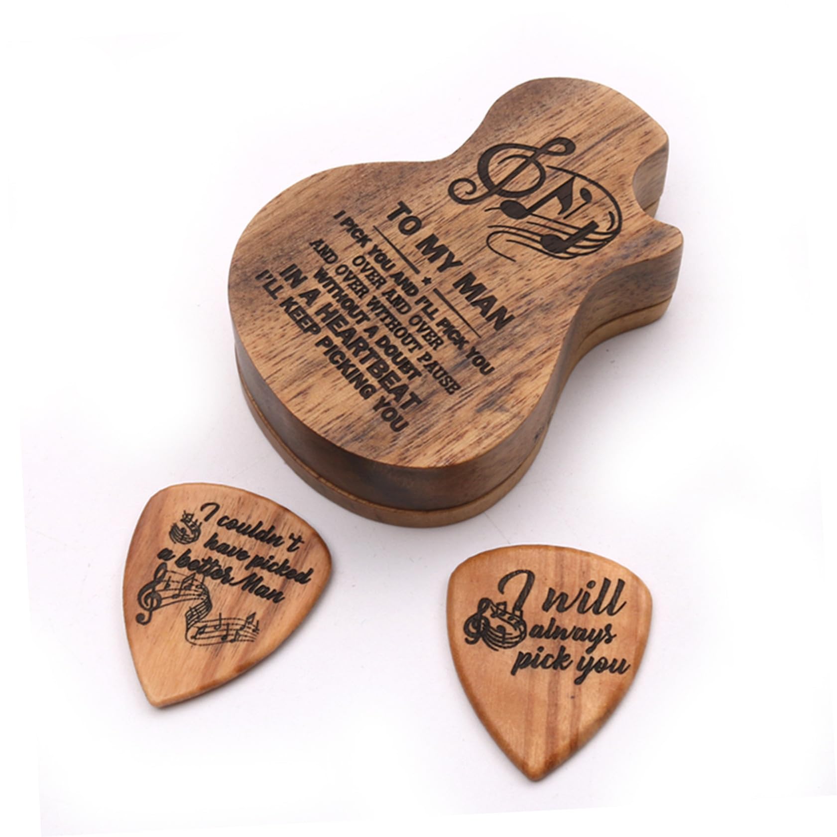 Toyvian 3 zestawy uchwytów do wytrychów gitarowych uchwyt kolekcjonerski do kostki gitarowej spersonalizowane kostki gitarowe walizka na kostki gitarowe pojemnik drewniany osobowość