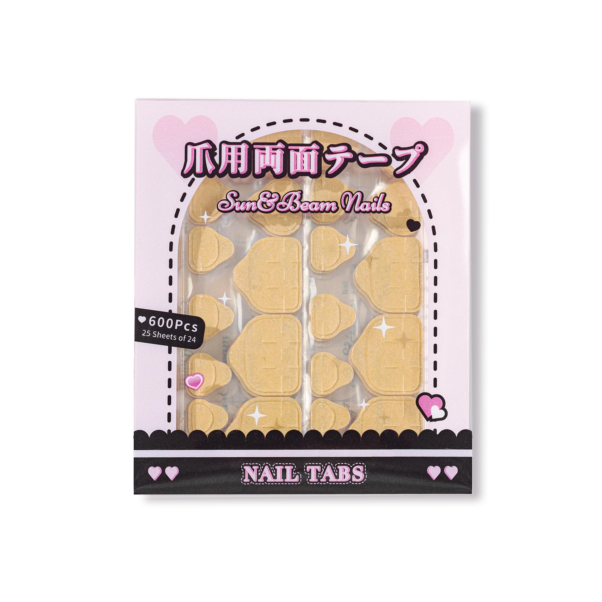 Sun&Beam Nails Klebetabs für Zehennägel Fußnägel extra dünn 0,3 mm doppelseitig starker Halt 600 Stück zum Aufkleben ohne Flüssigkleber für Pediküre (Für Zehennägel)