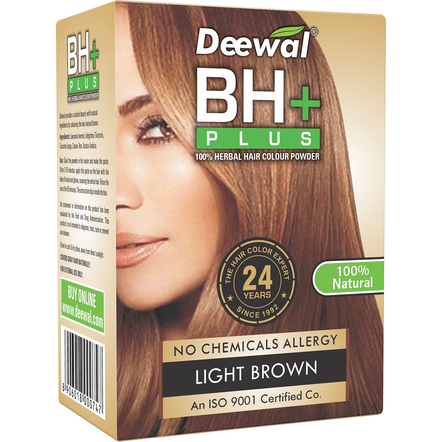 DeewalHerbal BH+ Hair colour Powder for Men and Women (Brown)