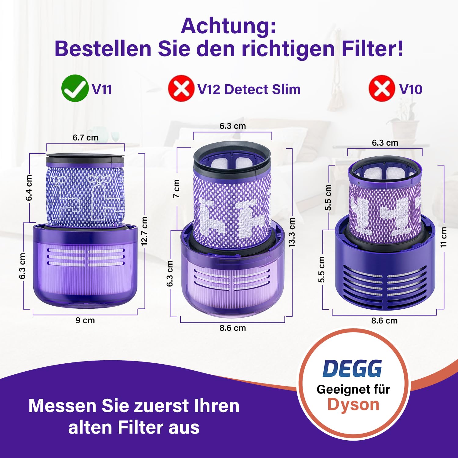 DEGG Hepa Filter - Kompatibel mit Dyson V11 & V15 - Waschbares Staubsaugerfilter - Ersatzfilter - Perfekte Passform - Staubsauger Zubehör - Premium-Qualität - 2 STÜCK