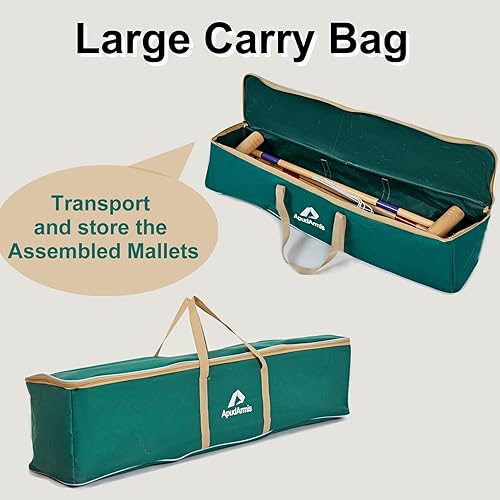 Miniatura 7 de ApudArmis Juego de croquet para seis jugadores de 35 pulgadas con mazos de madera de pino de alta calidad, bola de colores, mechones, estacas