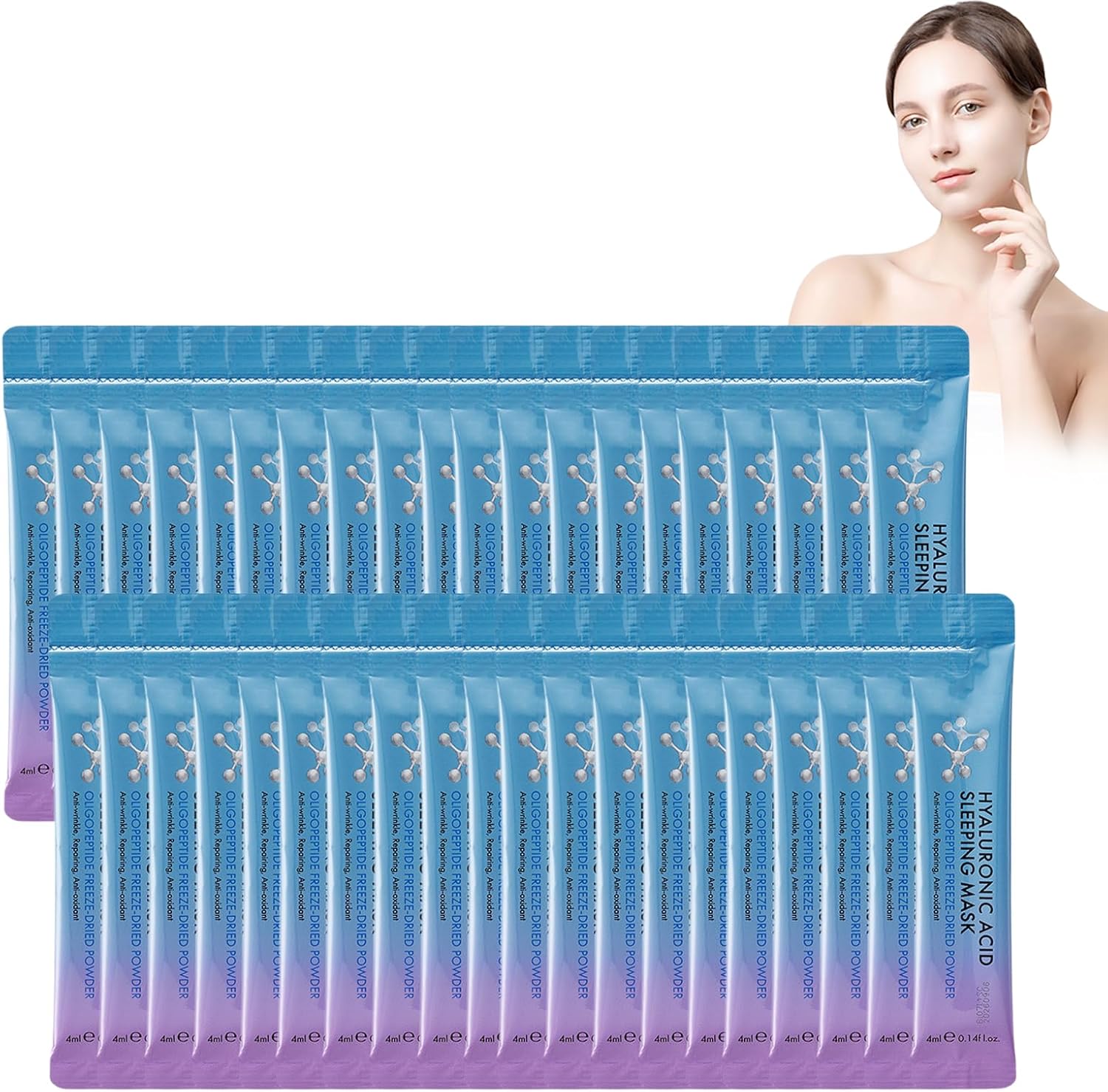 Sleep Facial Mask Slaapmasker Nachtmasker Vochtinbrengende crème Nachtmasker Gezichtsverzorging Masker Hydraterend Nachtmasker Hydrateert en voedt de huid (40 stuks, hyaluronzuur)