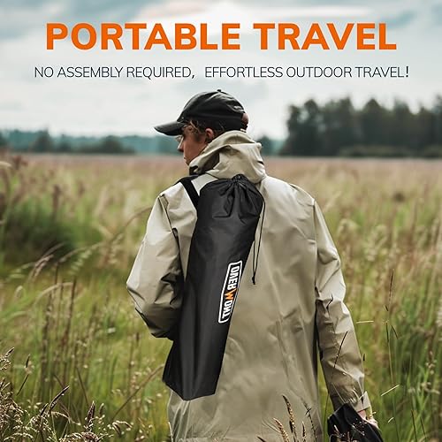 Miniatura 7 de Overmont Silla de campamento plegable portátil premontada, silla de campamento ligera con bolsillo lateral, silla plegable para senderismo al aire