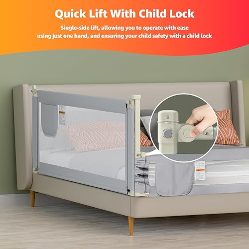 Miniatura 4 de Rieles de cama para camas de niños pequeños a King - Tubo grueso de seguridad mejorada, perfecto para bebés, rieles de cama para niños pequeños,