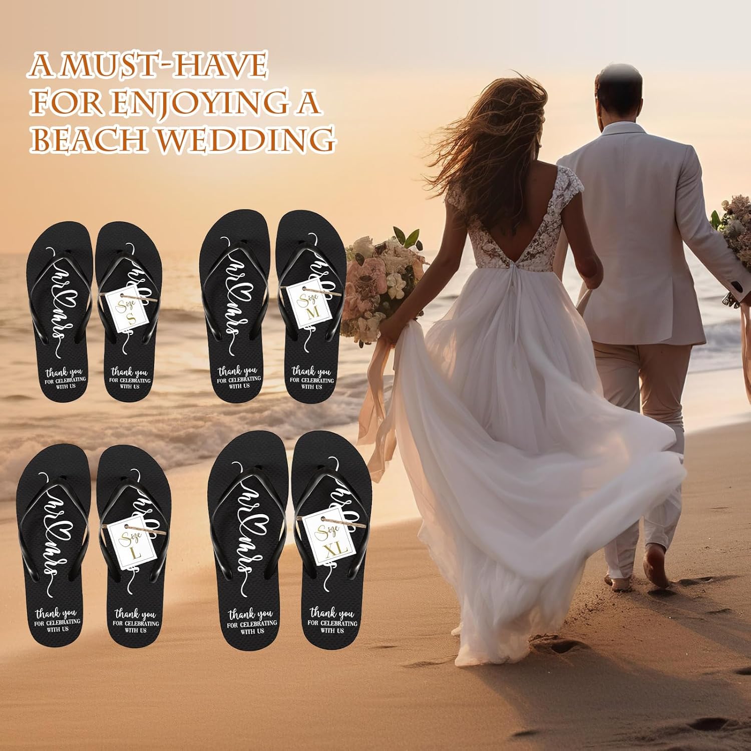24 Pairs Wedding Flip Flops Bulk Slippers Flip Flops Women Wedding Sandals with Size Cards Drawstring Bags - Image 7