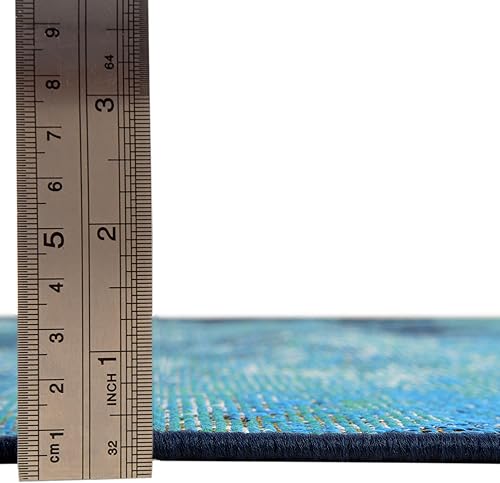 Miniatura 3 de Unique Loom Outdoor Coastal Collection - Alfombra Ariel (7 pies 10 pulgadas, redonda, multicolor y marfil)