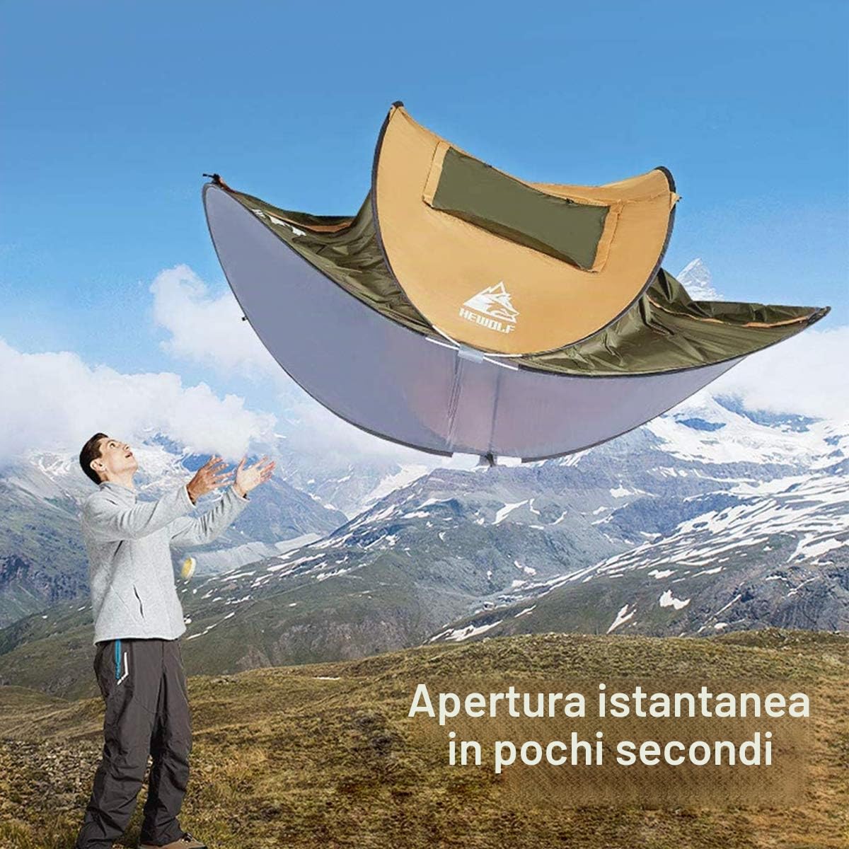 HEWOLF- Tenda automatica pop-up – tenda da spiaggia portatile istantanea, protezione UV, riparo dal sole per spiaggia, campeggio, escursionismo.