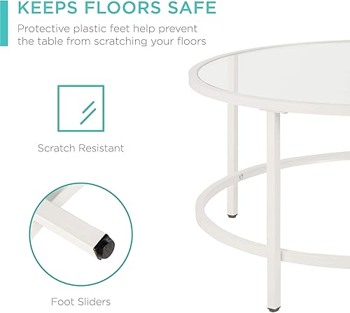 Miniatura 19 de Best Choice Products Mesa auxiliar redonda de cristal templado moderna de 36 pulgadas para sala de estar, comedor, té, decoración del hogar con