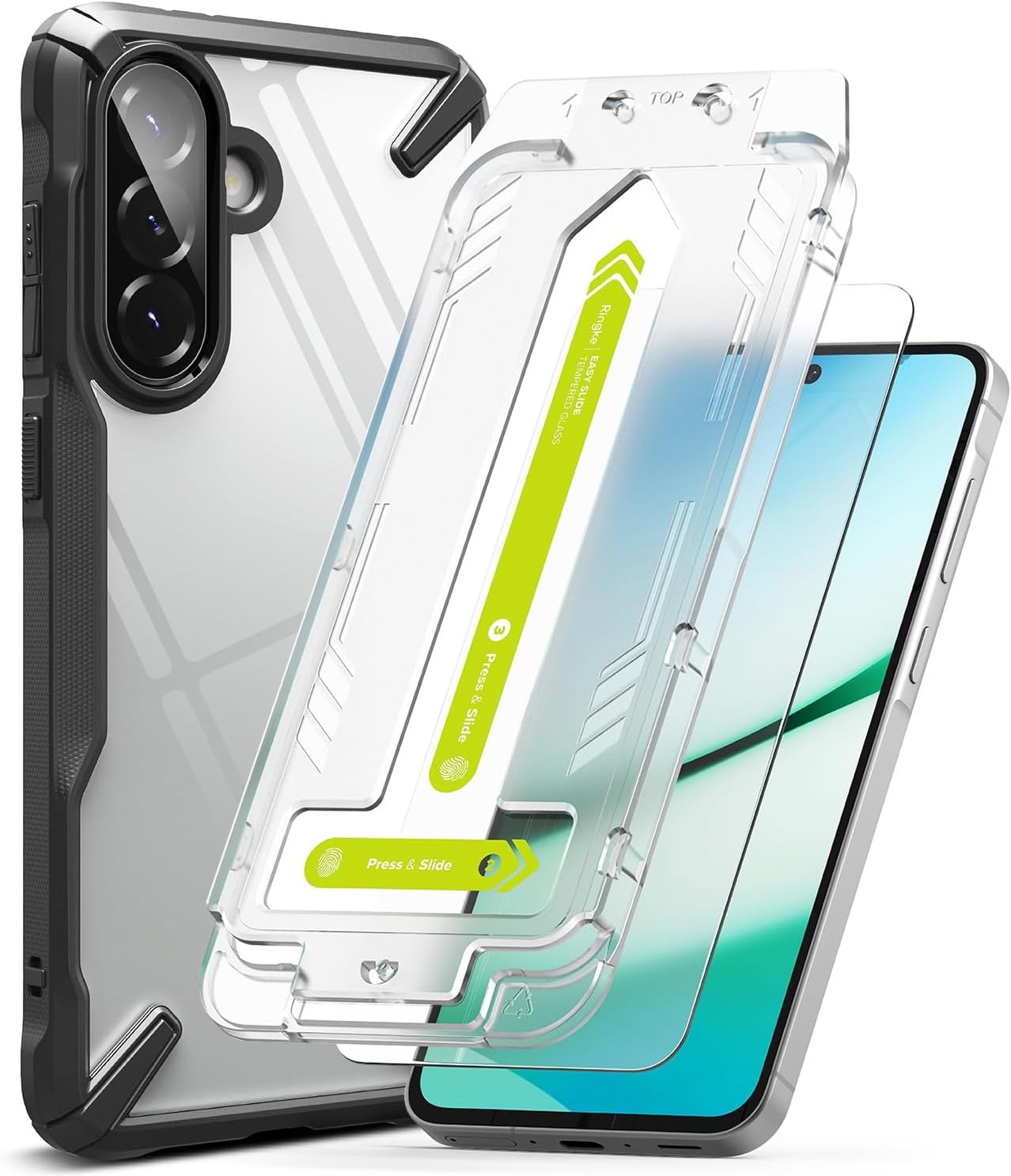Ringke Fusion-X Compatible with Galaxy A56 5G [Black] + Easy Slide Tempered Glass Compatible with Galaxy A56 5G [2 Pack]