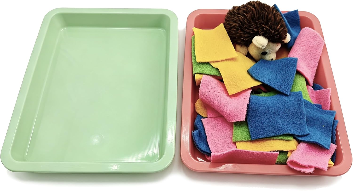 2 Pack Hedgehog Dig Box with Fleece Strips for Hedgepig Sugar Glider Dig Box Hedgehog Enrichment Foraging Cage Clutter Activity Toys